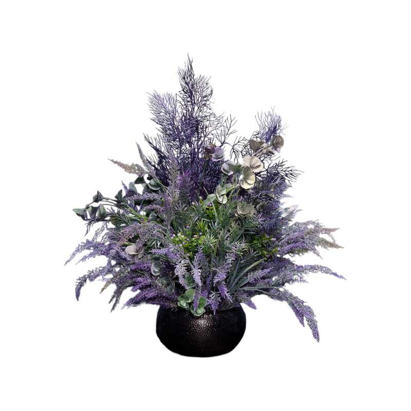 Aranjament din flori artificiale Elixir | Lavanda real touch | Bijuterie ametist, cristale aurii | AF0042 Aranjament din flori artificiale Elixir | Lavanda real touch | Bijuterie ametist, cristale aurii | AF0042