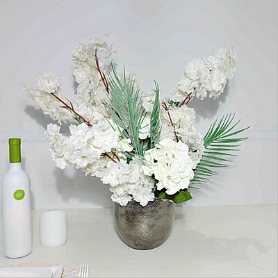 Aranjament din flori artificiale Echilibru | Floare de cires real touch | Bijuterie zoisit, cristale albe | AF0004