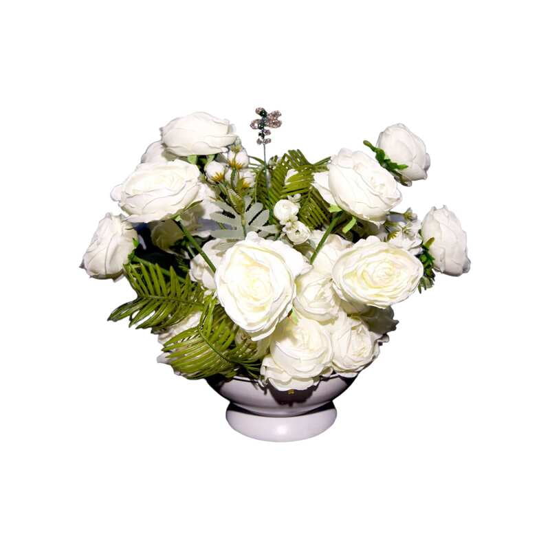 Aranjament din flori artificiale Echilibru | Trandafiri real touch | Bijuterie moldavit, cristale crem | AF0008 Aranjament din flori artificiale Echilibru | Trandafiri real touch | Bijuterie moldavit, cristale crem | AF0008