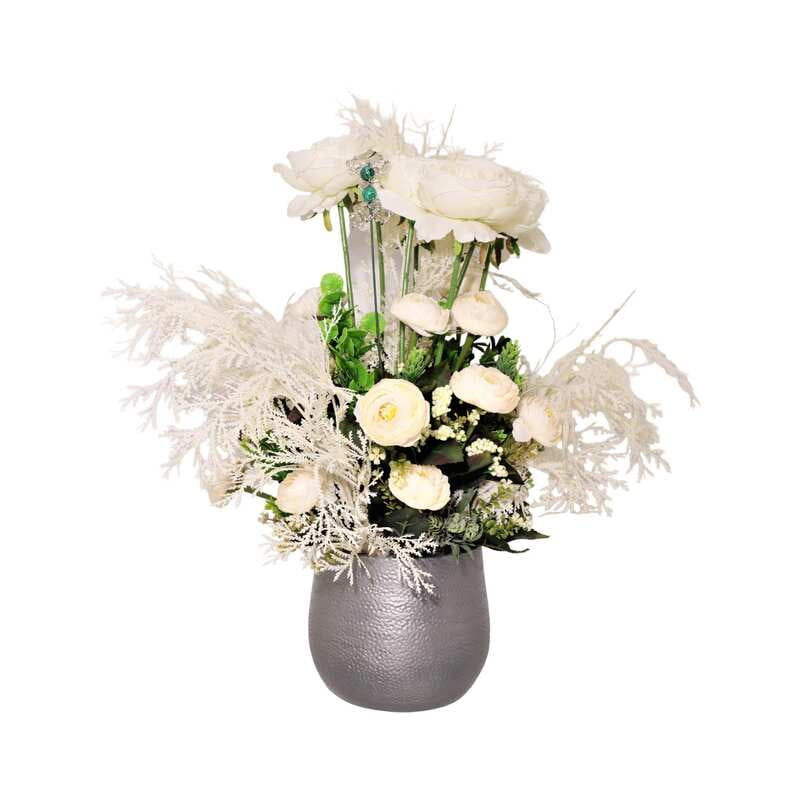 Aranjament din flori artificiale Echilibru | Trandafiri real touch | Bijuterie malachit, cristale fumurii | AF0009 Aranjament din flori artificiale Echilibru | Trandafiri real touch | Bijuterie malachit, cristale fumurii | AF0009