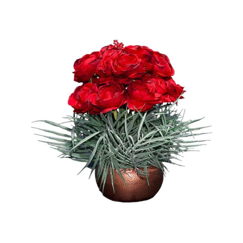 Aranjament din flori artificiale Pasiune | Trandafiri real touch | Bijuterie coral, cristale rosii | AF0025 Aranjament din flori artificiale Pasiune | Trandafiri real touch | Bijuterie coral, cristale rosii | AF0025