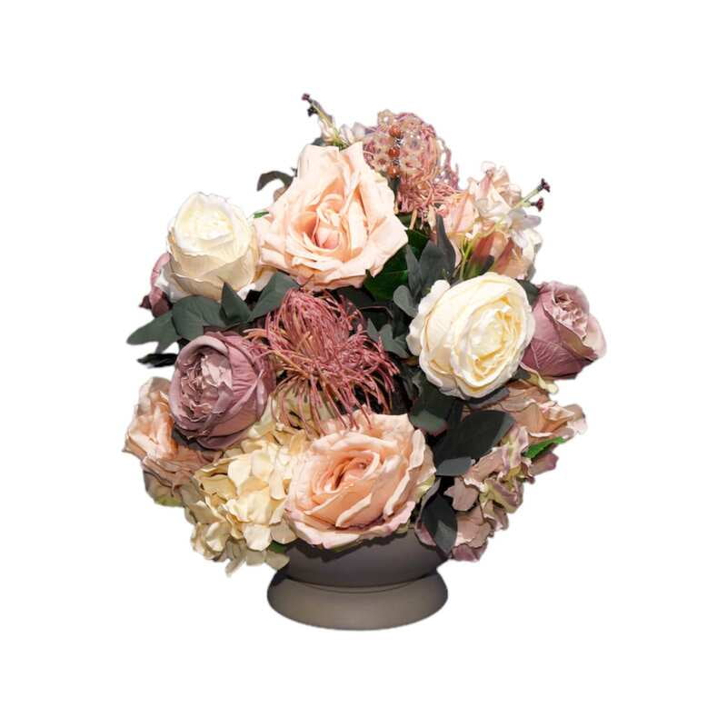 Aranjament din flori artificiale Fericire | Trandafiri real touch | Bijuterie piatra soarelui, cristale ivoare | AF0028 Aranjament din flori artificiale Fericire | Trandafiri real touch | Bijuterie piatra soarelui, cristale ivoare | AF0028