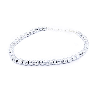 Bratara cu pietre din hematit | Pietre argintii stralucitoare | Inchizatoare din metal argintie | Handmade | Forma Insirata | BR0015