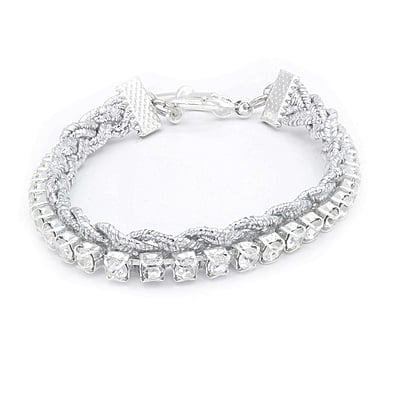 Bratara cu pietre din hematit | Pietre argintii stralucitoare | Inchizatoare din metal argintie | Handmade | Forma Insirata | BR0016