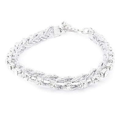 Bratara cu strasuri argentii cu un rand | Pietre argintii stralucitoare | Inchizatoare toggle din metal argintie | Handmade | Structura plata argentie | BR0020