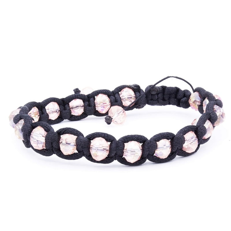 Bratara din matase neagra | Pietre din cristale roz de 8mm | Inchizatoare pe snur | Handmade | Forma shambala | BR0027 Bratara din matase neagra | Pietre din cristale roz de 8mm | Inchizatoare pe snur | Handmade | Forma shambala | BR0027