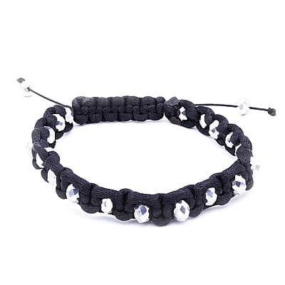 Bratara din matase niagra | Pietre argintii stralucitoare | Inchizatoare pe snur | Handmade | Forma shambala | BR0035