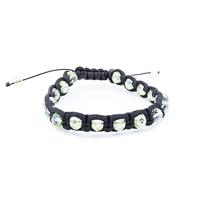 Bratara din matase neagre | Pietre crystala verzi | Inchizatoare pe snur | Handmade | Forma shambala | BR0041