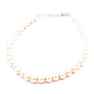 Bratara cu perle somon | Inchizatoare din argint | Structura Insirata | Handmade | BR0051