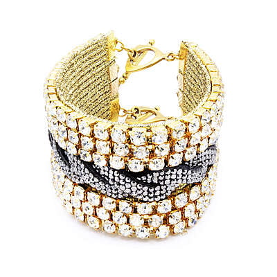 Bratara lata cu strasuri argintiu deschis și argintiu închis | Inchizătoare toggle aurie | Structura plata | Handmade | BR0055