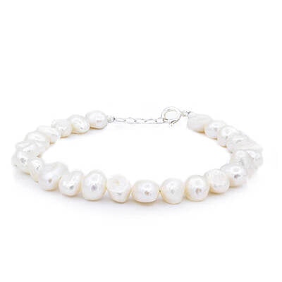 Bratara din perle de cultura | Perle de 10mm | forma neregulata | Inchizatoare din argint | Lant prelungitor | BR 0124