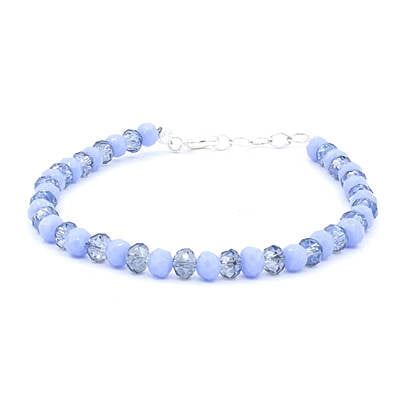 Bratara din cristale bleu si gri cu ape | Cristale de 4 si 6mm fatetare | Inchizatoare din argint | Lant prelungitor | BR 0149
