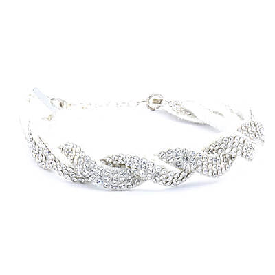 Bratara cu strasuri argintii impletita | Inchizatoare din metal argintie | BR 0194
