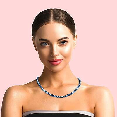 Colier hematit cu argint de 6mm | Culoarea albastra | Inchizătoare din argint cu lanț prelungitor | Handmade | COL0022