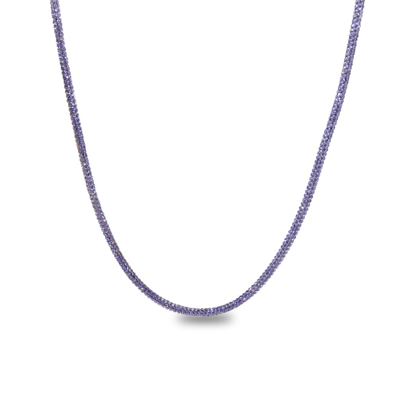 Colier din argint cu strasuri albastra Inchizătoare din argint cu lanț prelungitor Handmade COL0038