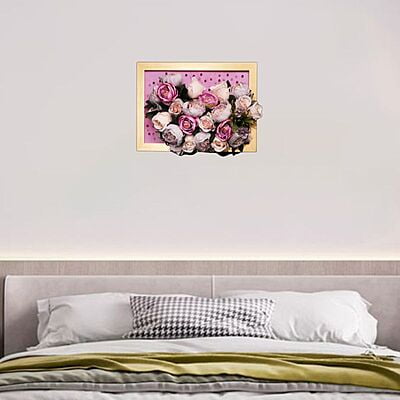 Tablou 3D lux colectia Armonie | Trandafiri si bujori real touch | Bijuterie Agata si cristale | WD3A3 0013