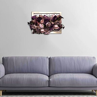 Tablou 3D lux colectia Armonie | Trandafiri si bujori real touch | Bijuterie Sugilit si cristale | WD3A3 0022